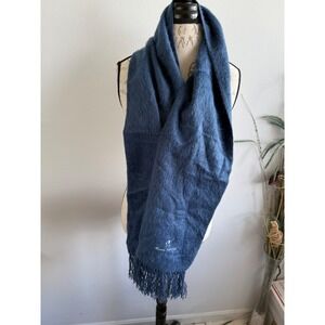 Alpaca Comargo Blue Wool Blend Scarf Fringe Winter Warm Soft‎ Shawl